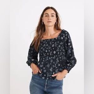 Lucie Smocked Peplum Top in Cottage Floral -size 4